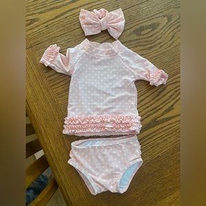 Ruffle Butts Pink Polka Dot Swim Set